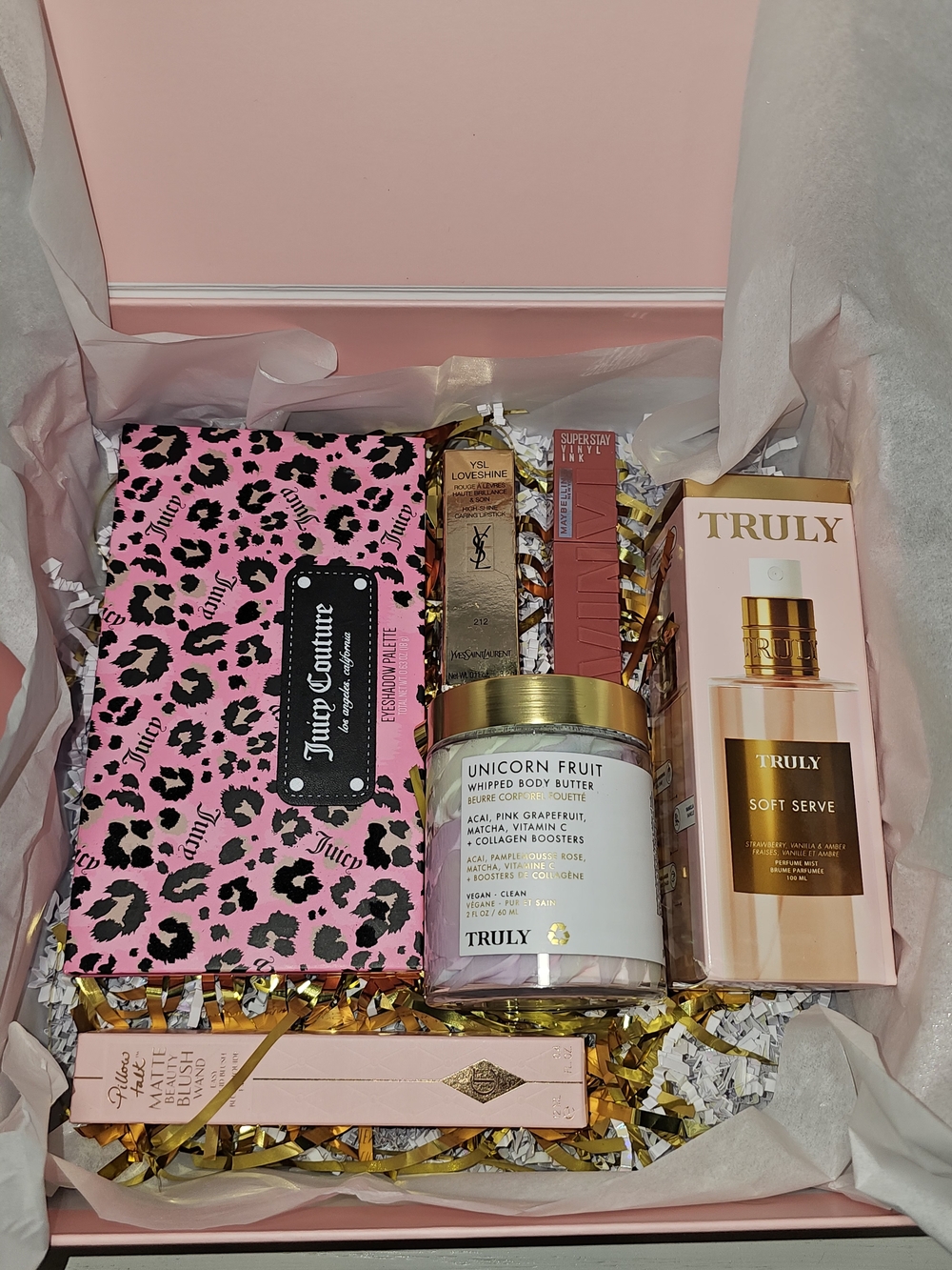 Juicy Couture Leopard Cosmetic Set with Truly Skincare & YSL Lipstick